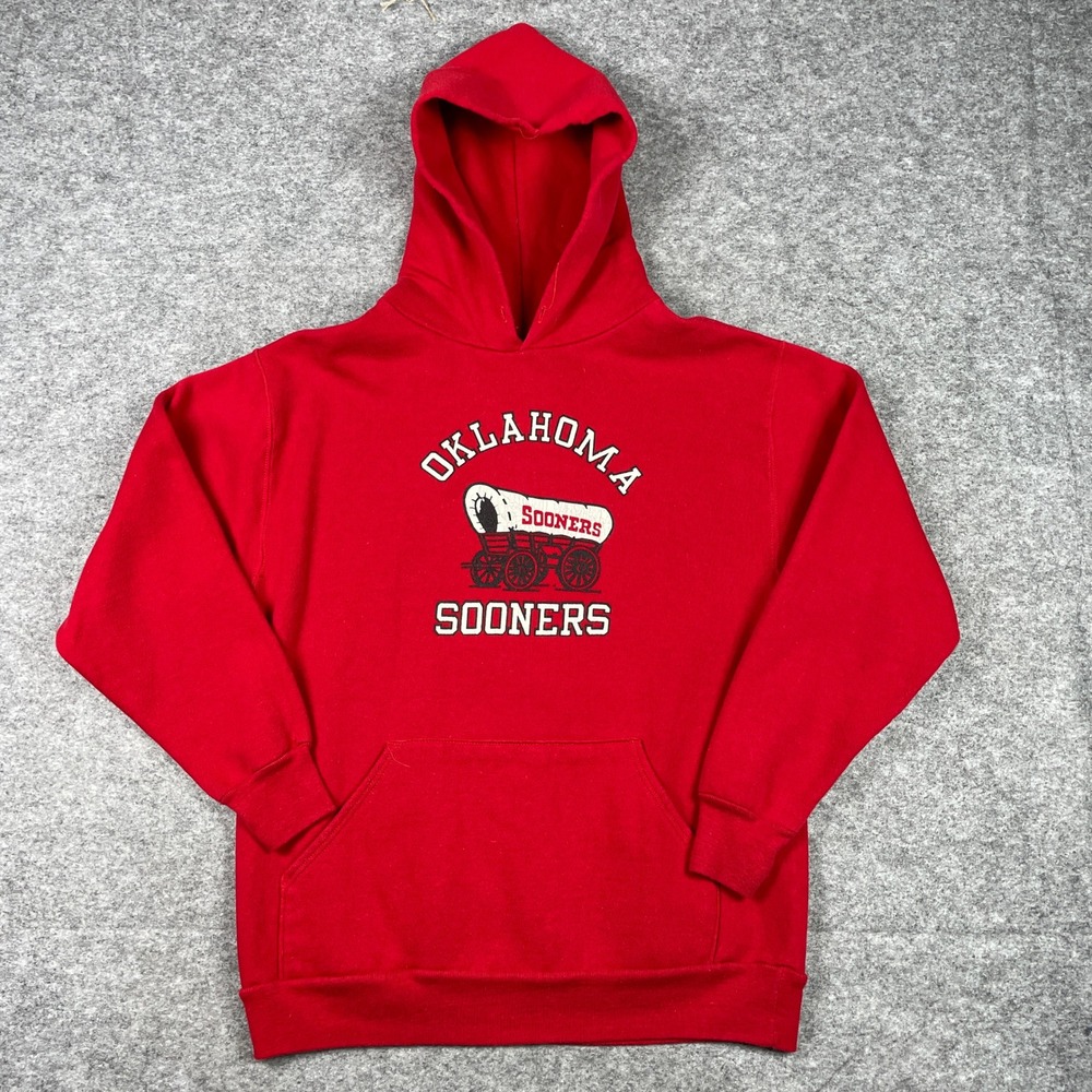 Vintage 80s Oklahoma Sooners Hoodie Mens XL Red Logo 7 Sweatshirt Made In USA